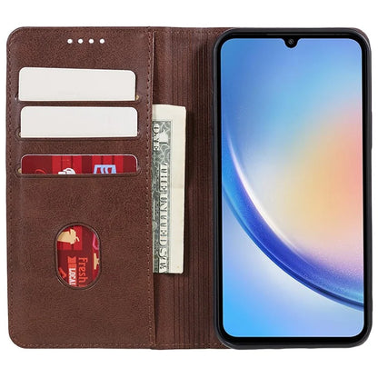 For Samsung Galaxy A06 Case Leather Wallet Phone Cover Calf Texture Hidden Magnetic Closure