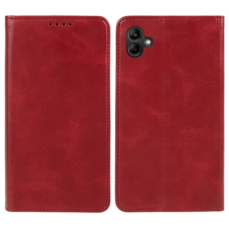 For Samsung Galaxy A06 Case Leather Wallet Phone Cover Calf Texture Hidden Magnetic Closure