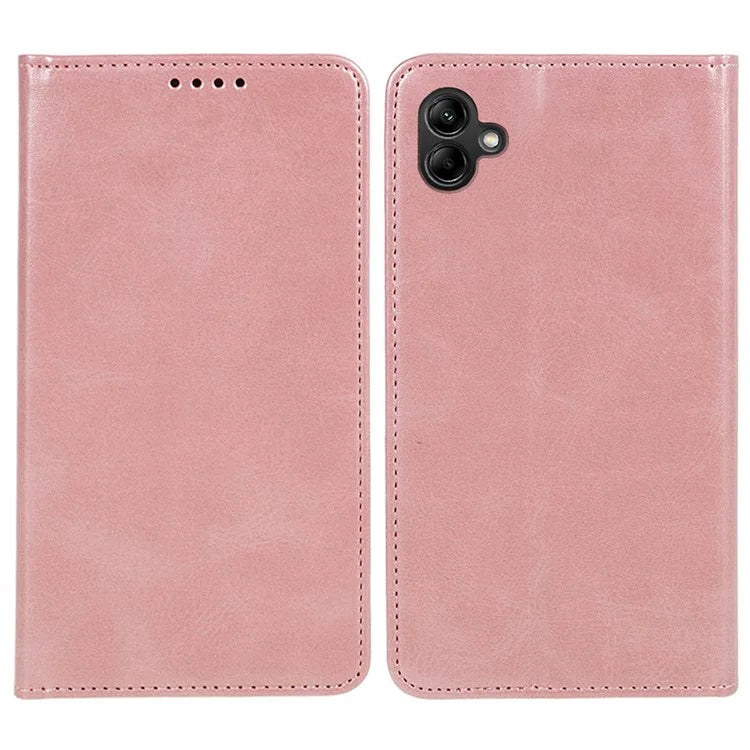 For Samsung Galaxy A06 Case Leather Wallet Phone Cover Calf Texture Hidden Magnetic Closure