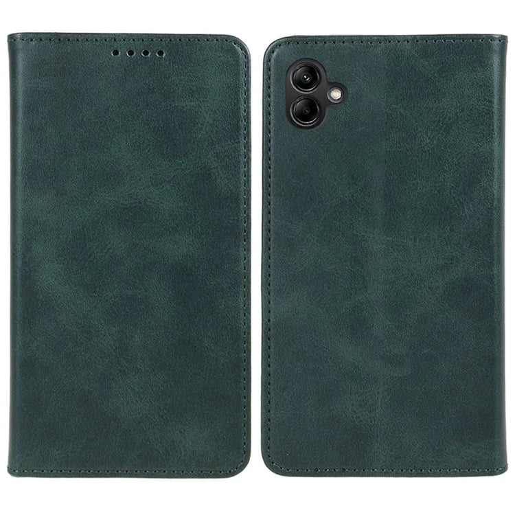 For Samsung Galaxy A06 Case Leather Wallet Phone Cover Calf Texture Hidden Magnetic Closure