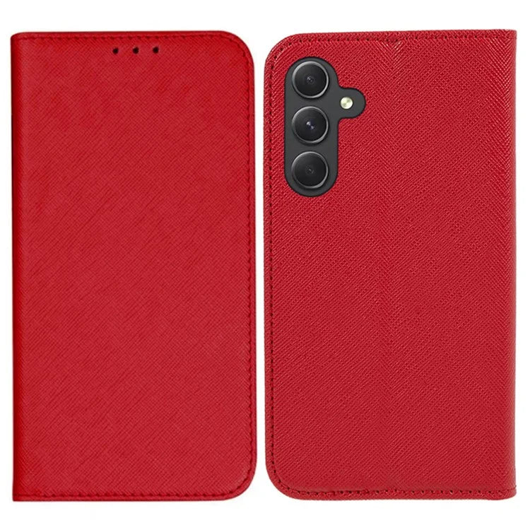 For Samsung Galaxy A16 5G Case PU Leather Cross Texture Phone Cover Strong Magnetic Suction