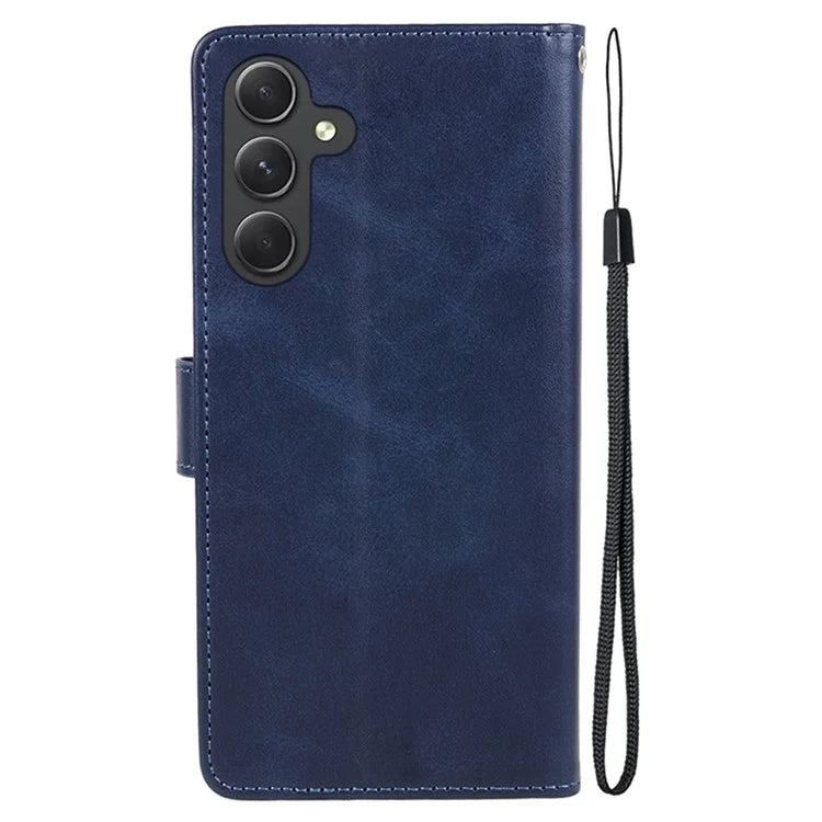 For Samsung Galaxy A16 5G Case PU Leather Stand Magnetic Closure Phone Cover Calf Texture
