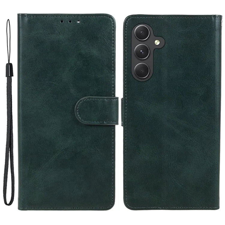 For Samsung Galaxy A16 5G Case PU Leather Stand Magnetic Closure Phone Cover Calf Texture