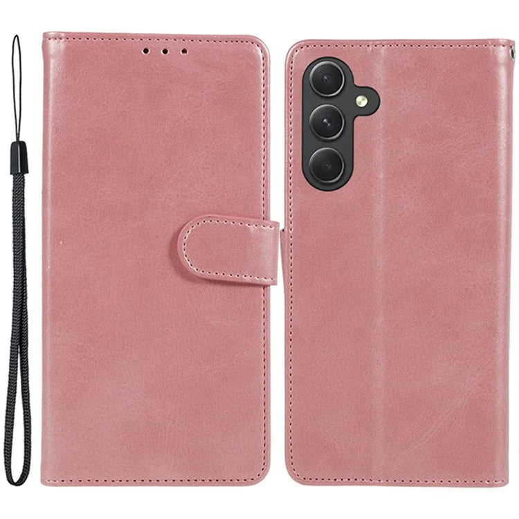 For Samsung Galaxy A16 5G Case PU Leather Stand Magnetic Closure Phone Cover Calf Texture