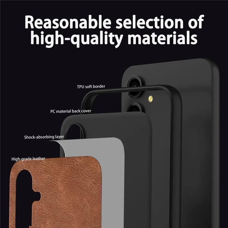 For Samsung Galaxy A16 5G Case Retro Leather Coated PC+TPU Anti-Shock Phone Cover