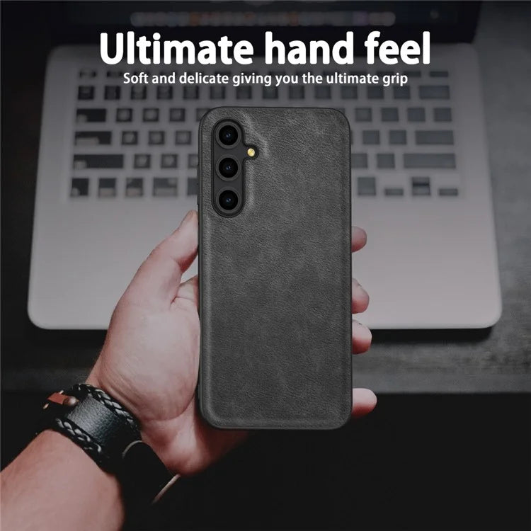 For Samsung Galaxy A16 5G Case Retro Leather Coated PC+TPU Anti-Shock Phone Cover