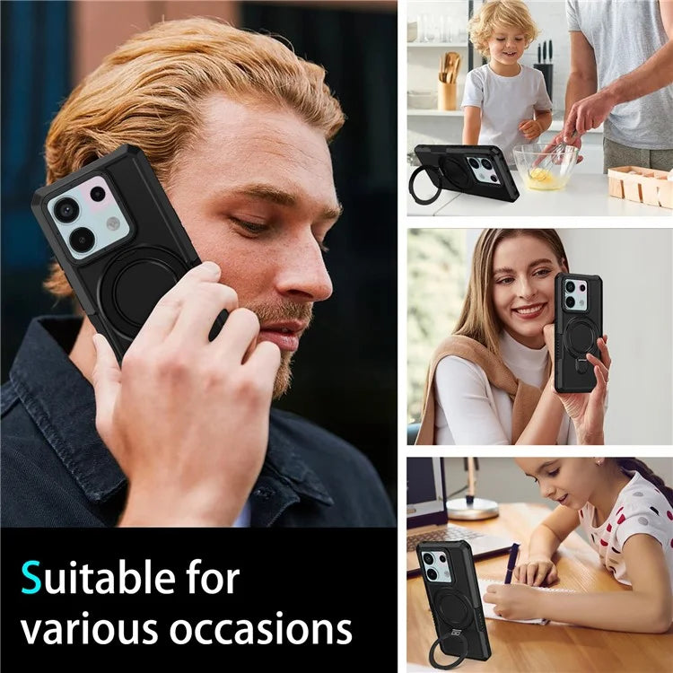 For Xiaomi Poco X6 5G / Redmi Note 13 Pro 5G Case Ring Holder Kickstand TPU+PC Phone Cover