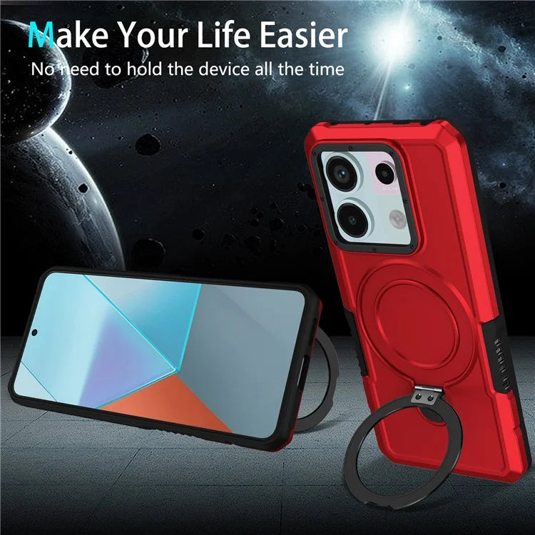 For Xiaomi Poco X6 5G / Redmi Note 13 Pro 5G Case Ring Holder Kickstand TPU+PC Phone Cover