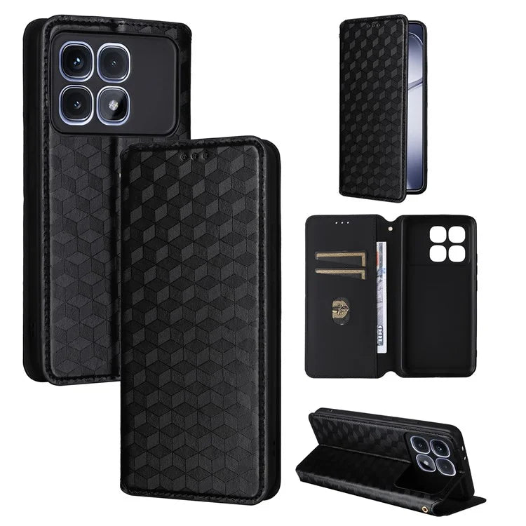 For Xiaomi Redmi K70 Ultra Wallet Case Rhombus Imprinted Leather Phone Cover