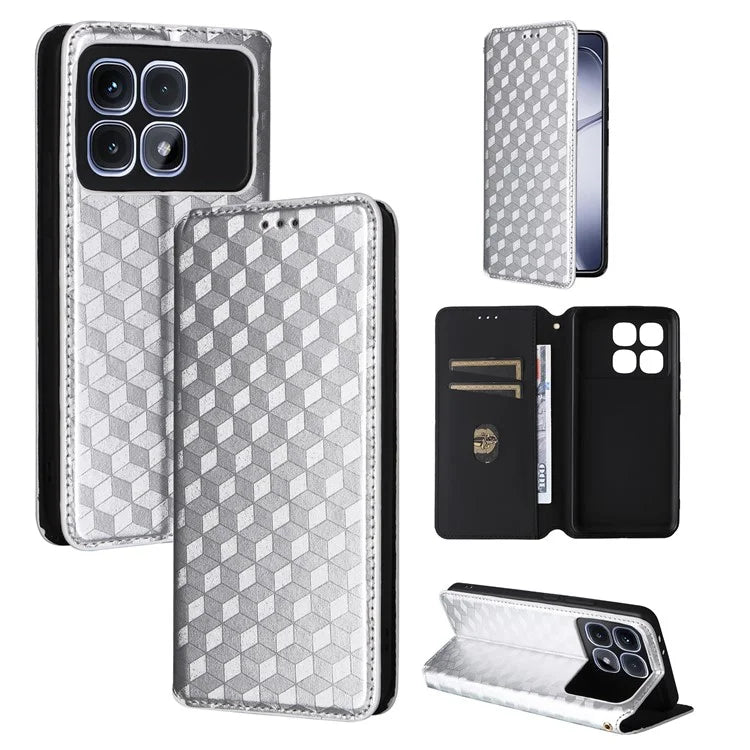 For Xiaomi Redmi K70 Ultra Wallet Case Rhombus Imprinted Leather Phone Cover