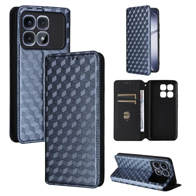 For Xiaomi Redmi K70 Ultra Wallet Case Rhombus Imprinted Leather Phone Cover