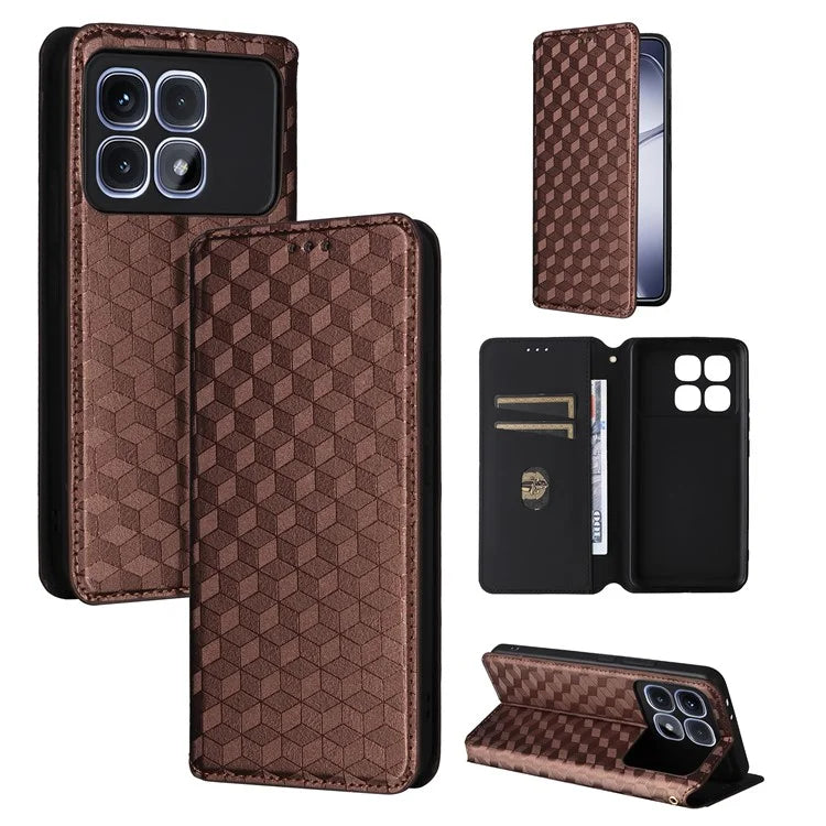 For Xiaomi Redmi K70 Ultra Wallet Case Rhombus Imprinted Leather Phone Cover