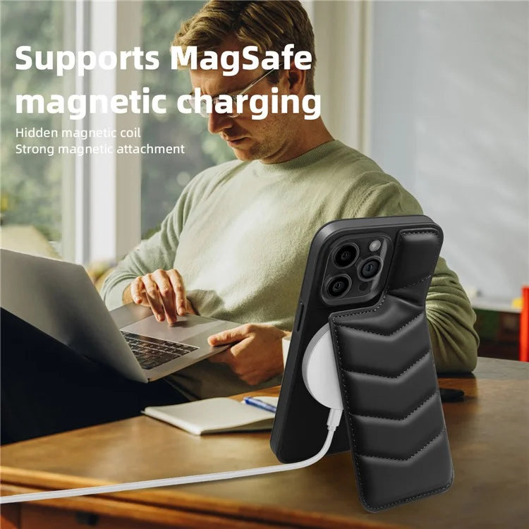For iPhone 14 Pro Max Case Compatible with MagSafe RFID Blocking Card Slot Leather Back Cover