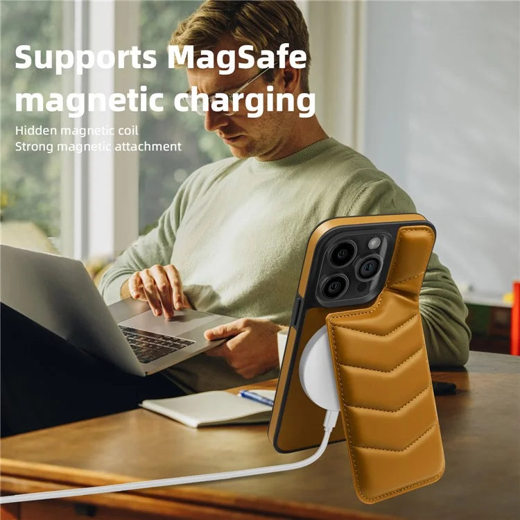 For iPhone 14 Pro Case Compatible with MagSafe RFID Blocking Card Slot Leather Back Cover