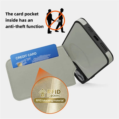 For iPhone 14 Case Case Compatible with MagSafe RFID Blocking Card Slot Leather Back Cover