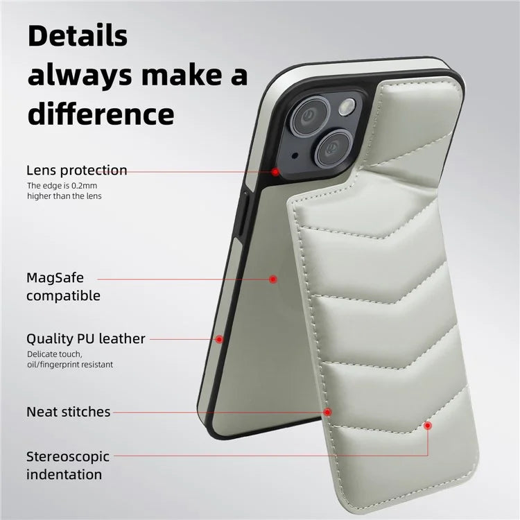 For iPhone 14 Case Case Compatible with MagSafe RFID Blocking Card Slot Leather Back Cover