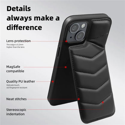 For iPhone 14 Case Case Compatible with MagSafe RFID Blocking Card Slot Leather Back Cover
