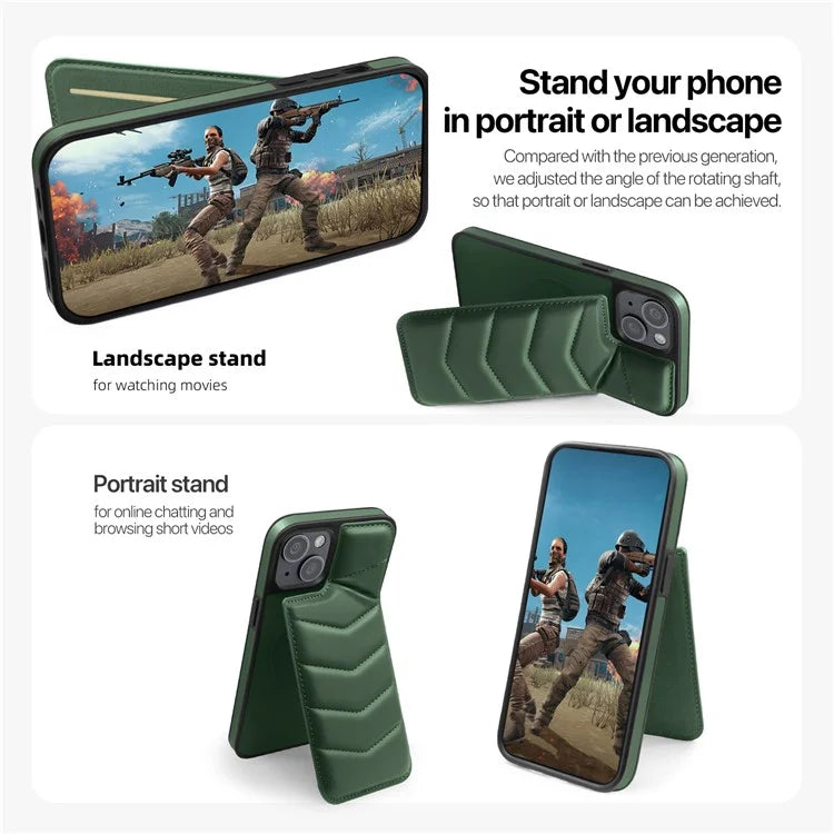 For iPhone 14 Case Case Compatible with MagSafe RFID Blocking Card Slot Leather Back Cover