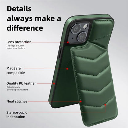 For iPhone 14 Case Case Compatible with MagSafe RFID Blocking Card Slot Leather Back Cover