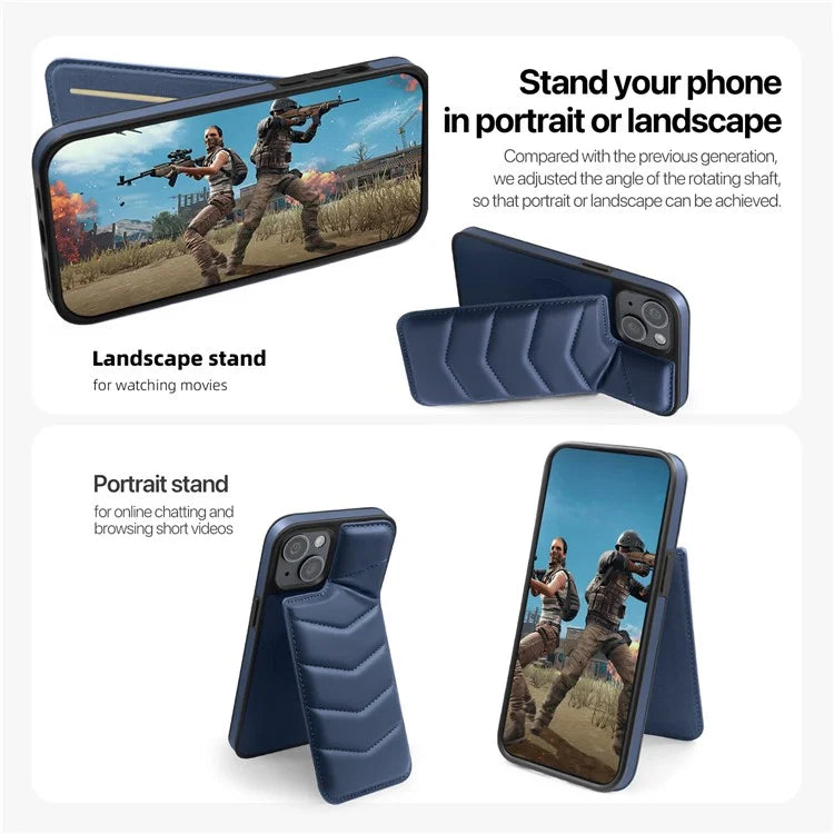 For iPhone 14 Case Case Compatible with MagSafe RFID Blocking Card Slot Leather Back Cover