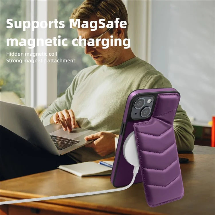 For iPhone 14 Case Case Compatible with MagSafe RFID Blocking Card Slot Leather Back Cover