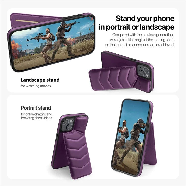 For iPhone 14 Case Case Compatible with MagSafe RFID Blocking Card Slot Leather Back Cover