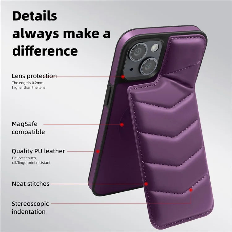 For iPhone 14 Case Case Compatible with MagSafe RFID Blocking Card Slot Leather Back Cover