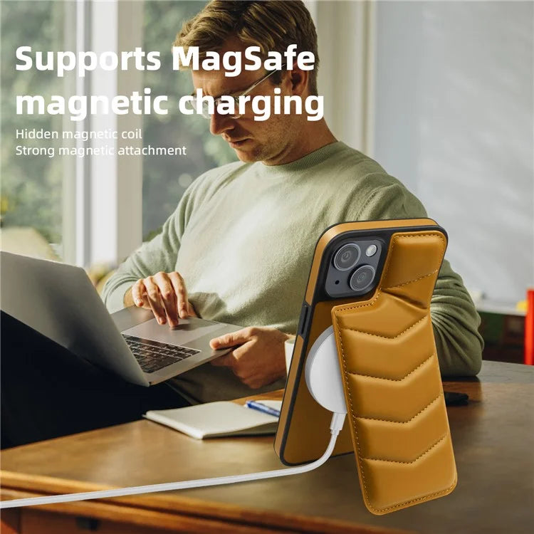 For iPhone 14 Case Case Compatible with MagSafe RFID Blocking Card Slot Leather Back Cover
