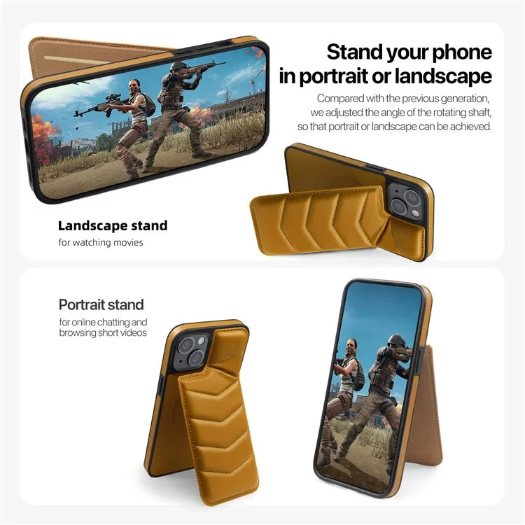 For iPhone 14 Case Case Compatible with MagSafe RFID Blocking Card Slot Leather Back Cover
