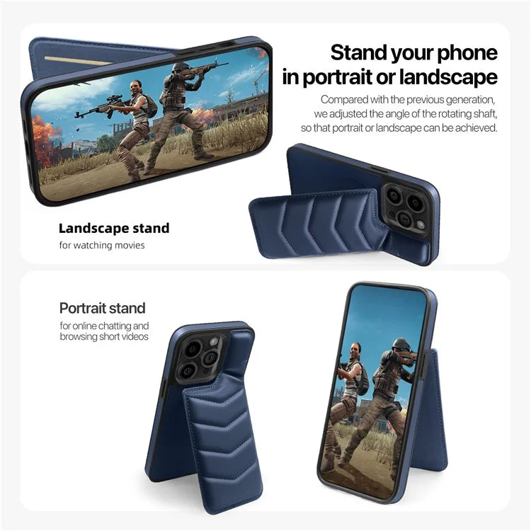 For iPhone 15 Pro Case Compatible with MagSafe RFID Blocking Card Slot Leather Back Cover