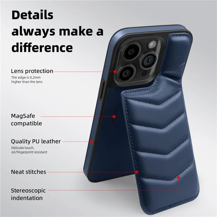 For iPhone 15 Pro Case Compatible with MagSafe RFID Blocking Card Slot Leather Back Cover
