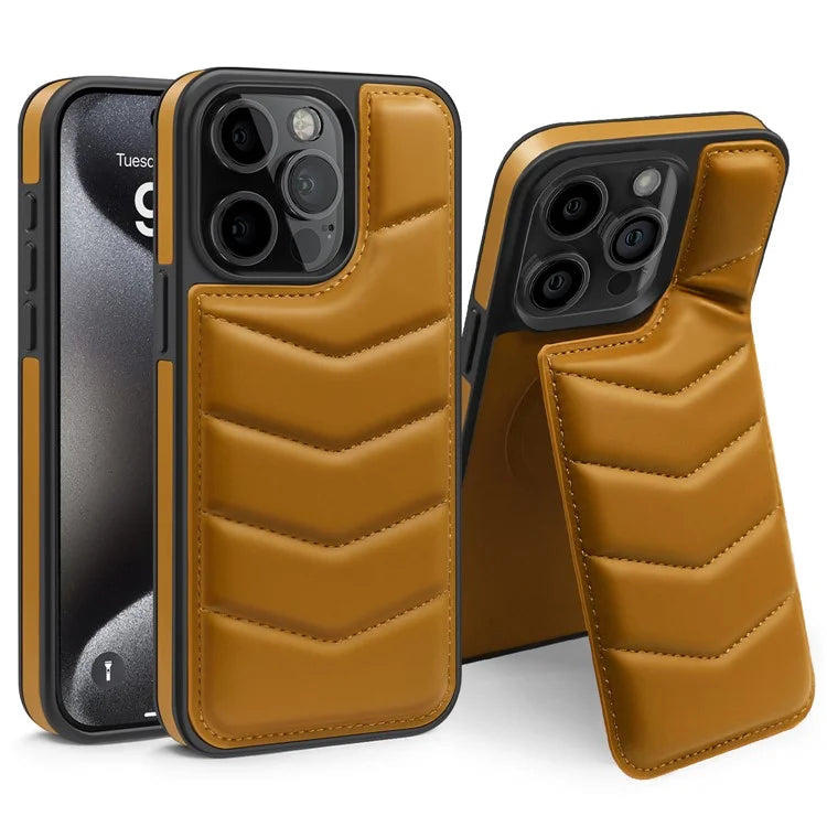 For iPhone 15 Pro Case Compatible with MagSafe RFID Blocking Card Slot Leather Back Cover