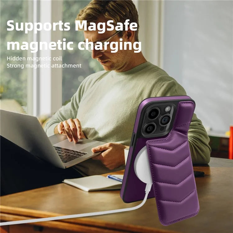 For iPhone 15 Pro Case Compatible with MagSafe RFID Blocking Card Slot Leather Back Cover