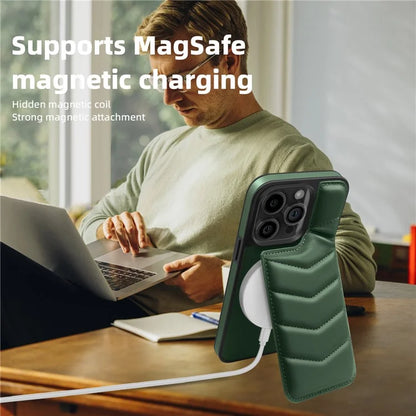 For iPhone 15 Pro Case Compatible with MagSafe RFID Blocking Card Slot Leather Back Cover