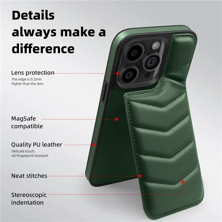 For iPhone 15 Pro Case Compatible with MagSafe RFID Blocking Card Slot Leather Back Cover