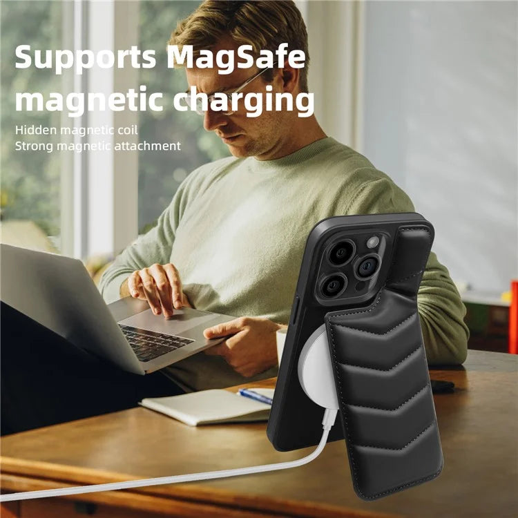 For iPhone 15 Pro Case Compatible with MagSafe RFID Blocking Card Slot Leather Back Cover