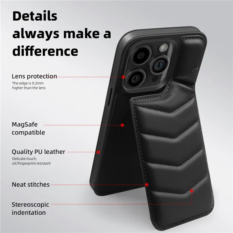For iPhone 15 Pro Case Compatible with MagSafe RFID Blocking Card Slot Leather Back Cover