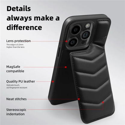 For iPhone 15 Pro Case Compatible with MagSafe RFID Blocking Card Slot Leather Back Cover