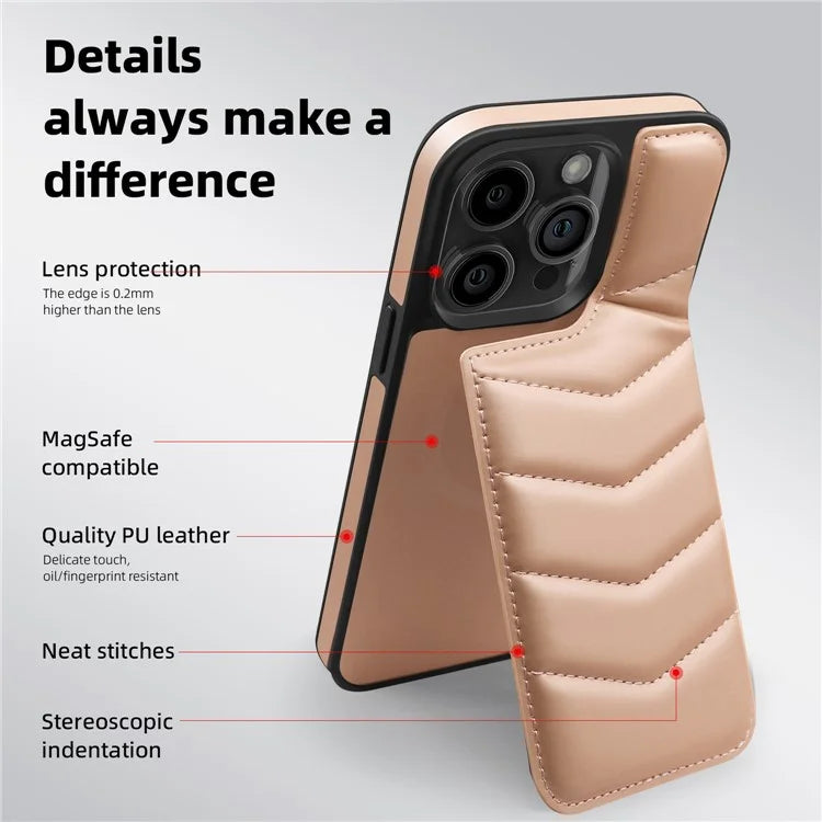 For iPhone 15 Pro Case Compatible with MagSafe RFID Blocking Card Slot Leather Back Cover