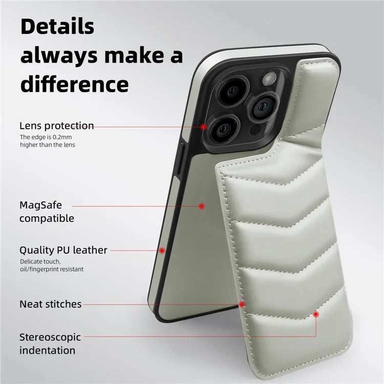 For iPhone 15 Pro Case Compatible with MagSafe RFID Blocking Card Slot Leather Back Cover
