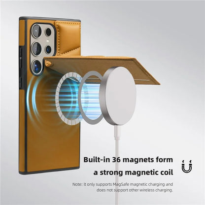 For Samsung Galaxy S24 Ultra Magnetic Case Down Coat Style Leather+TPU Kickstand Phone Cover