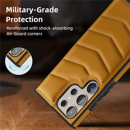 For Samsung Galaxy S24 Ultra Magnetic Case Down Coat Style Leather+TPU Kickstand Phone Cover