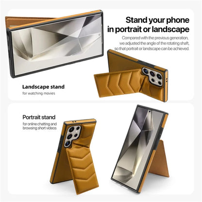 For Samsung Galaxy S24 Ultra Magnetic Case Down Coat Style Leather+TPU Kickstand Phone Cover