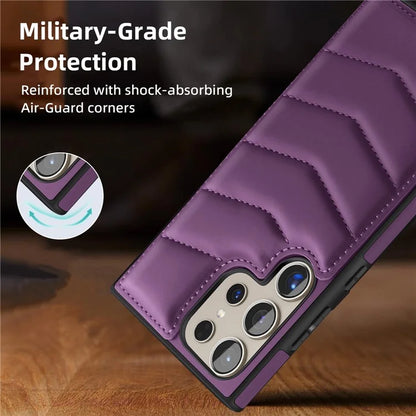 For Samsung Galaxy S24 Ultra Magnetic Case Down Coat Style Leather+TPU Kickstand Phone Cover