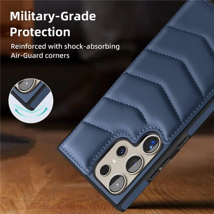 For Samsung Galaxy S24 Ultra Magnetic Case Down Coat Style Leather+TPU Kickstand Phone Cover
