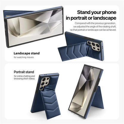 For Samsung Galaxy S24 Ultra Magnetic Case Down Coat Style Leather+TPU Kickstand Phone Cover