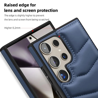 For Samsung Galaxy S24 Ultra Magnetic Case Down Coat Style Leather+TPU Kickstand Phone Cover