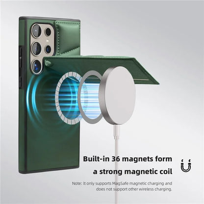 For Samsung Galaxy S24 Ultra Magnetic Case Down Coat Style Leather+TPU Kickstand Phone Cover