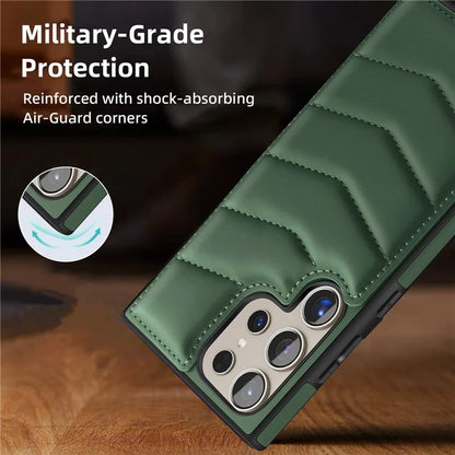 For Samsung Galaxy S24 Ultra Magnetic Case Down Coat Style Leather+TPU Kickstand Phone Cover