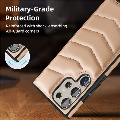 For Samsung Galaxy S24 Ultra Magnetic Case Down Coat Style Leather+TPU Kickstand Phone Cover